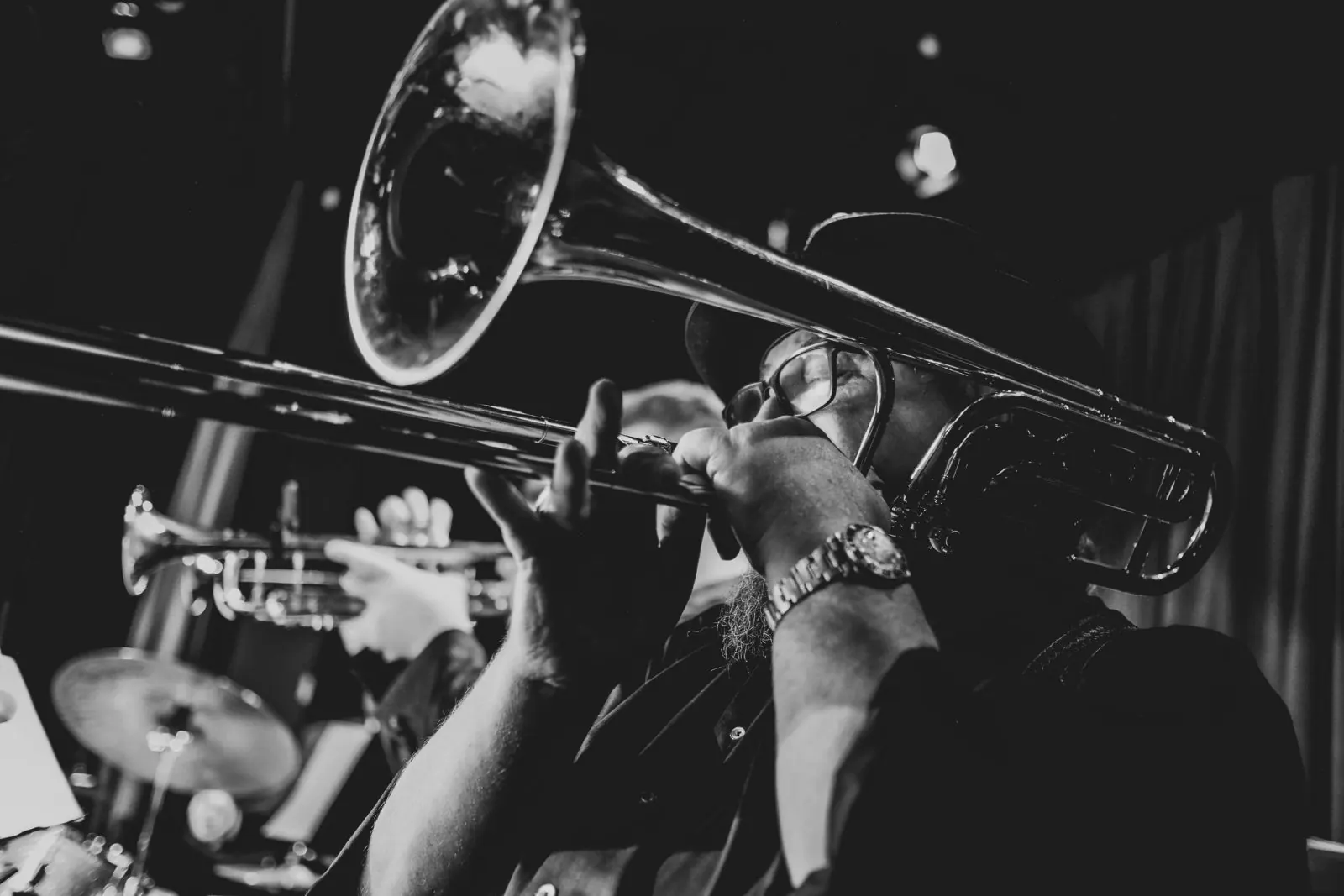 Mike Rinta playing trombone with the Local Edition Jazz Orchestra